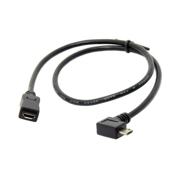

USB Cable Micro 2.0 Type Micro USB Cable Left 90 Degree Angled Male to Female Extension Cable 0.5M for Phone 10pcs/lot