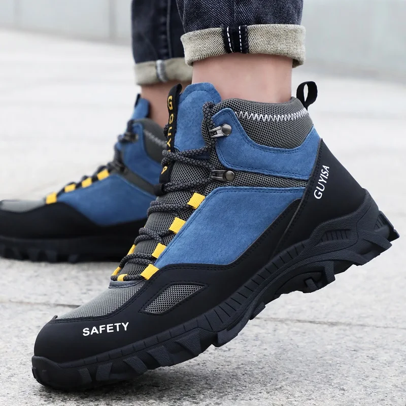 High Top Work Safety Shoes Men Indestructible Steel Toe Safety Boots Anti-smash Non-slip Man Sneaker Comfortable Work Shoes Male