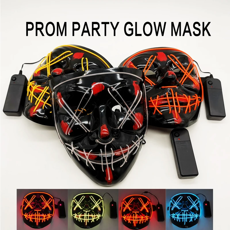 

Glowing Mask LED Mask Purge Masks Election Mascara Costume DJ Party Light Up Masks Horror Mascarillas Glow In Dark Masque V
