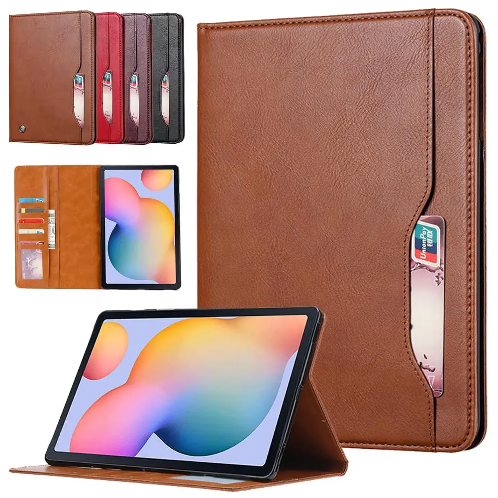 

1PC For Samsung Galaxy Tab S6 Lite 10.4 P610/P615 2020 Leather Wallet Card Slot TPU Ultra-thin Shockproof Bracket Case Cover