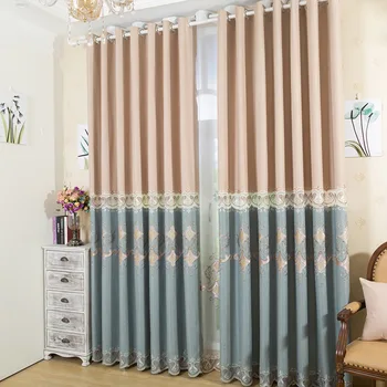 

Korean Cotton and Linen Embroidery Semi-shading Curtains for Living Dining Room Bedroom.