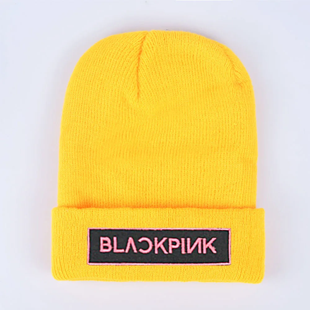 BLACKPINK Kpop зимние шапки для женщин шапка зимние шапки бини мужские хлопковые унисекс повседневные буквы вязаная шерстяная шапочка шапка сохраняющая тепло - Цвет: 4