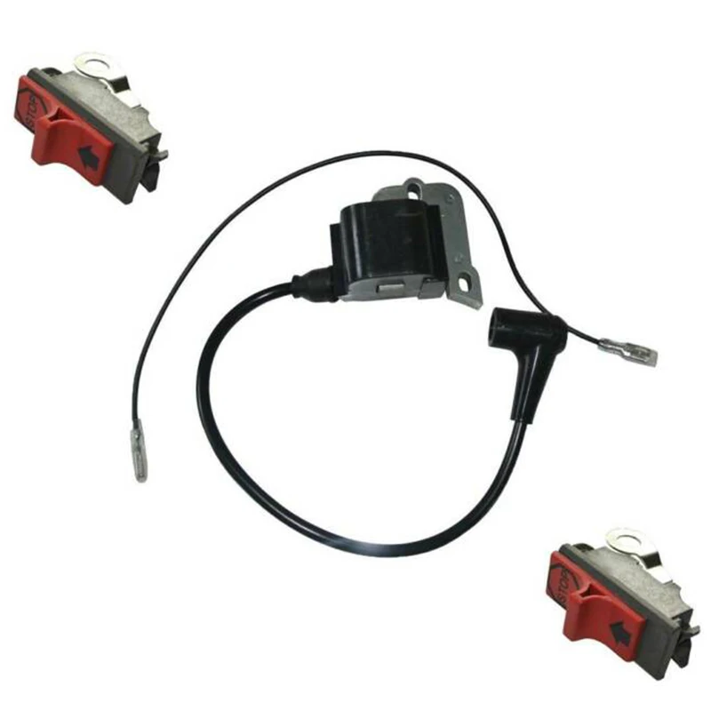 1X катушка зажигания + 2X переключатель для Husqvarna 50 51 55 61 254 261 262 266 268 272 272XP K650 K700 K850 K950