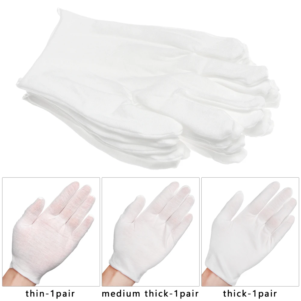 White Cotton Gloves Labor Protection Gloves Jewelry Appreciation thin medium Cleaning Gardening Etiquette Supplies 1Pair protective gloves cleaning gloves cotton gloves garden work gloves cotton work gloves