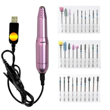 20000 ОБ/мин USB Электрический Фрезер для ногтей, сверлильный станок 2 Way Поворот Мини Фрезер для ногтей, сверлильный Комплект фрез для маникюра и педикюра, фрезер гель для снятия Ручка