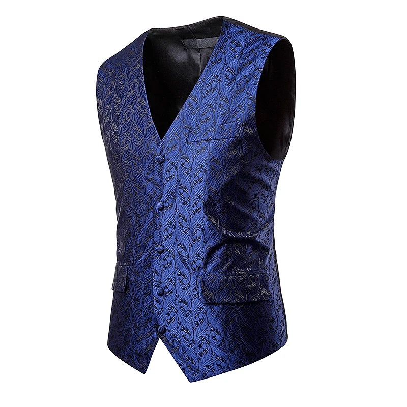 ZYFG free men smart casual suit vest Flower embroidery new style suit vest Single-breasted design plus size vest for autumn