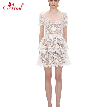 

Designer 2020 Fashion Women Summer Floral Print Short sleeve Fang Ling Sexy Mini Dresses Party Robe Feminine Street Dresses New
