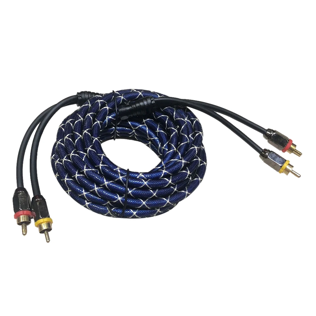 14.7ft Car Amplifier Stereo Audio RCA Cable Wire RFI EMI Noise Rejection