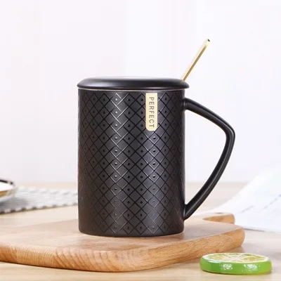 Black Из европейской керамики подарочная упаковка для чашки, чашки для чая и кружки, кружка для молока, кофе, кружка для дома, посуда для напитков, чашка для воды, офисный бизнес, подарок для друга, Прямая поставка - Цвет: Black