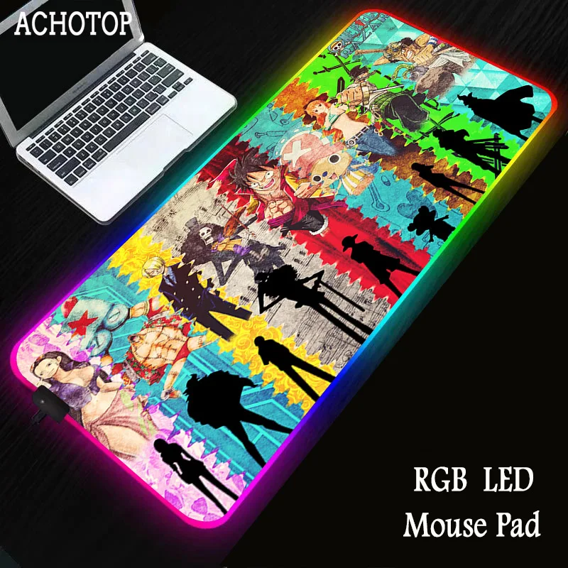 

One Piec Anime Gaming Non-slip Rubber Mouse Pad Computer Large Gamer RGB LED Light Big Mause Carpet PC Desk RGB Mat