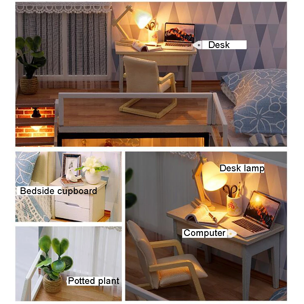 DIY Кукольный дом игрушка светодиодный Миниатюрный Кукольный Дом DIY модель ручной работы ремесла настольная декоративная игрушка детский подарок мебель на день рождения