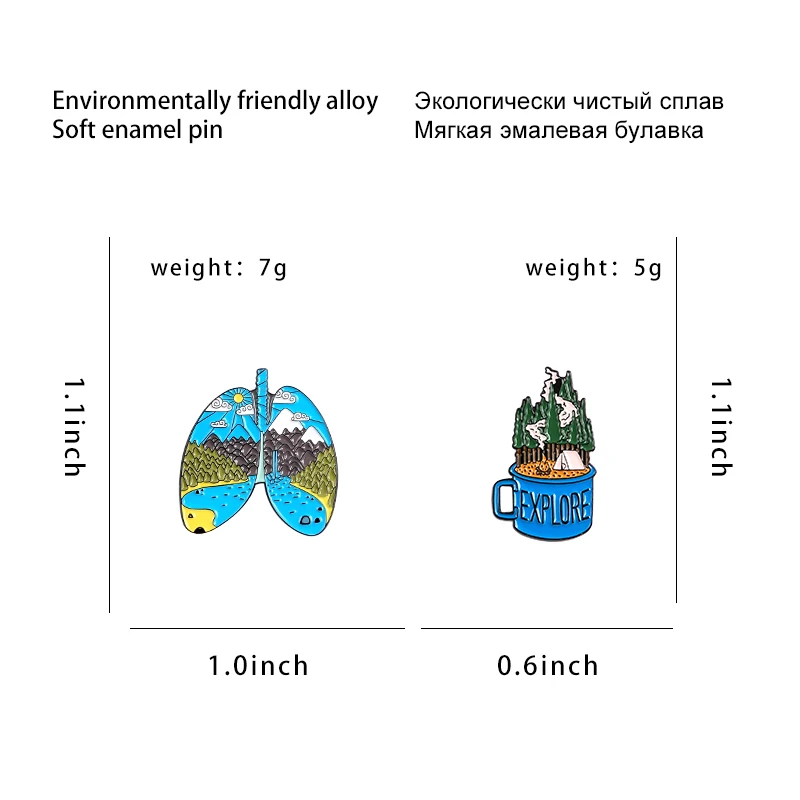 Булавка для приключений горный лес озера земля легкая чашка Исследуйте природу эмалированная булавка Кнопка значок брошь для путешествий для женщин и мужчин подарок для улицы