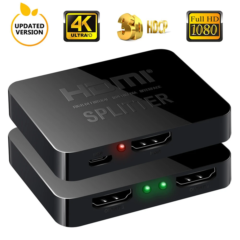 Overwinnen activering Master diploma 4K HDMI Splitter Full HD 1080p Video HDMI Switch Switcher 1X2 Split 1 in 2  Out Amplifier Dual Display For HDTV DVD For PS3 Xbox|HDMI Cables| -  AliExpress