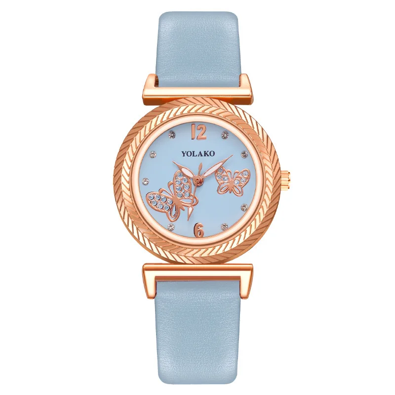 

Manufacturer of spot hot hot style fashion set auger butterfly lady watch female skin with wrist watch quartz watch