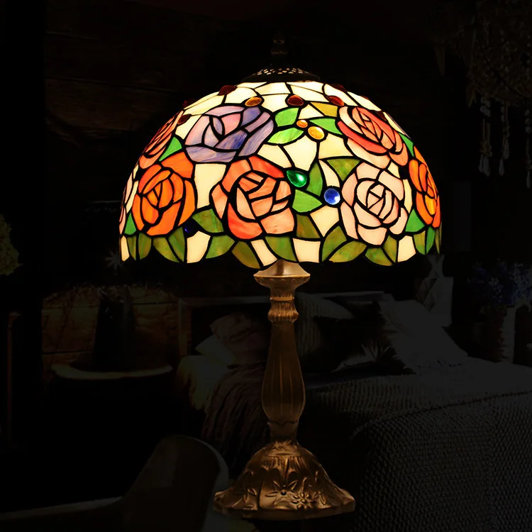 

Tiffany Table Lamp Stained Glass European Baroque Classic for Living Room E27 110-240V
