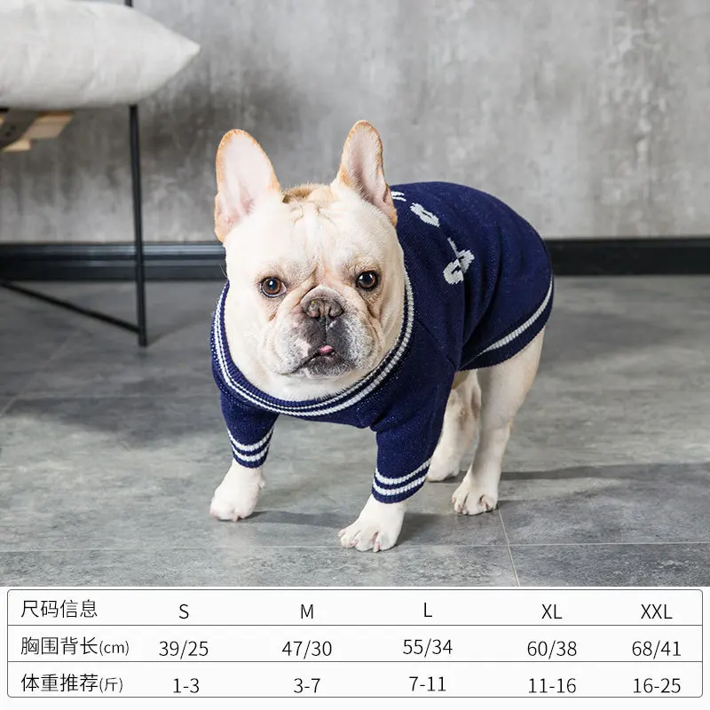Spring and Autumn Leisure Style Pet Dog Clothing Fashion Comfortable Breathabl French Bulldog Pug Sweater Small Pet Dog Clothing