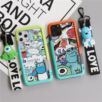 

For iphone 11 pro Max monsters Tempered Glass flim + soft bumper for iPhone X XS max XR 7plus 6 6S 8plus Sullivan Mike+Toy+strap