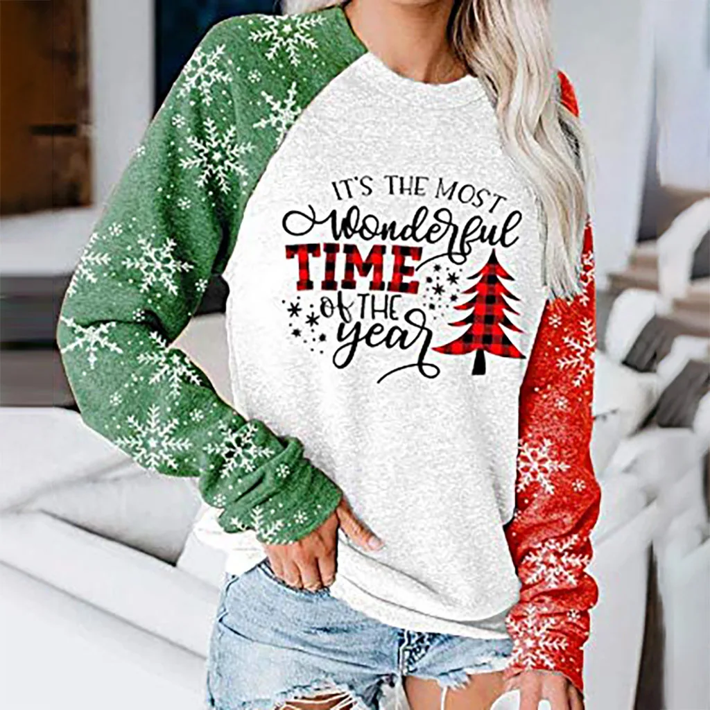 3D Christmas Cartoon Tree Print Oversized Sweatshirt for Women толстовка Casual Long Sleeve Women Hoodie oversized hoodie худи