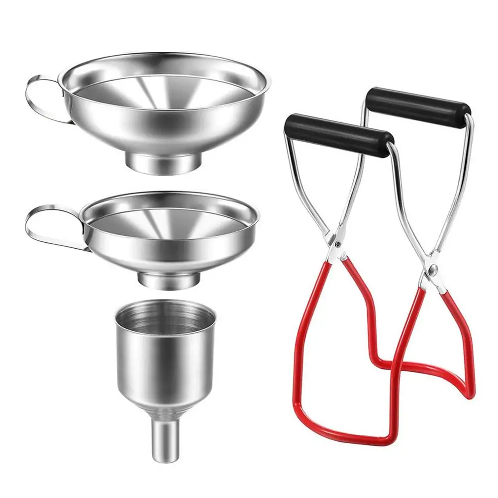 Funnel Can Lifting Tongs Set Canning Funnel Hoppers Filter Canning Jar