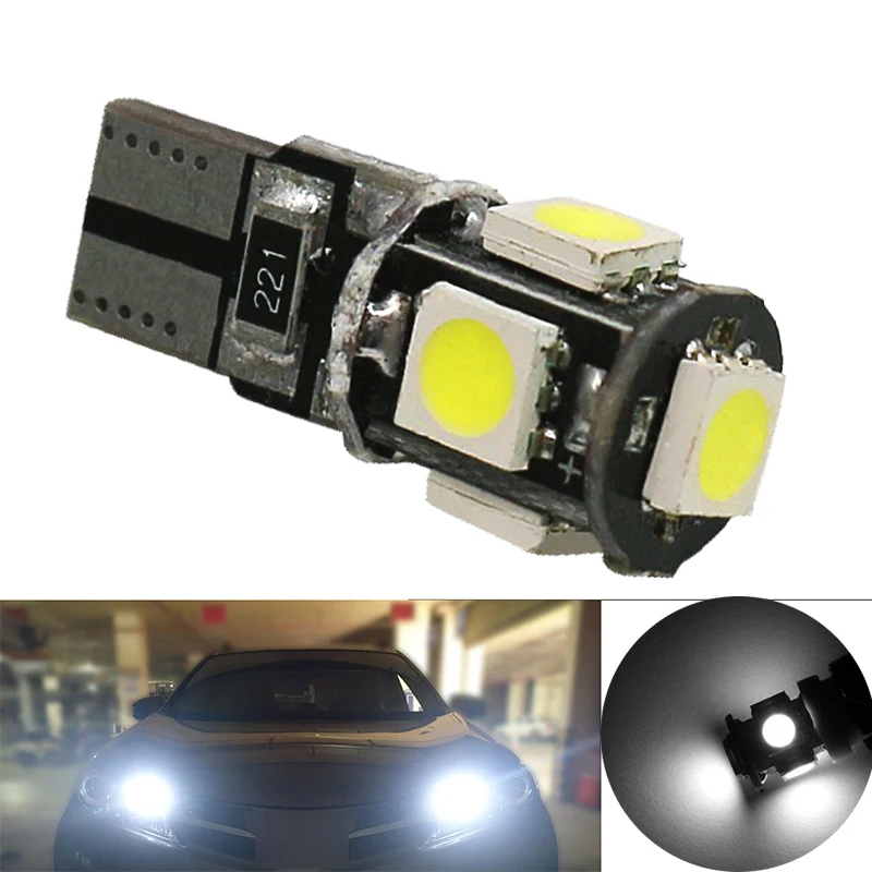 Светодиодная лампа T10 Canbus 12 В 5 SMD белая 6000K 5W5 W5W светодиодный светильник па без