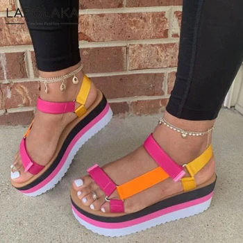 

Lapolaka 2020 Hot Sale Big Size 43 Platform Summer Sandals Woman Shoes Platform Mix Color INS Hot Shoes Lady Sandals Female