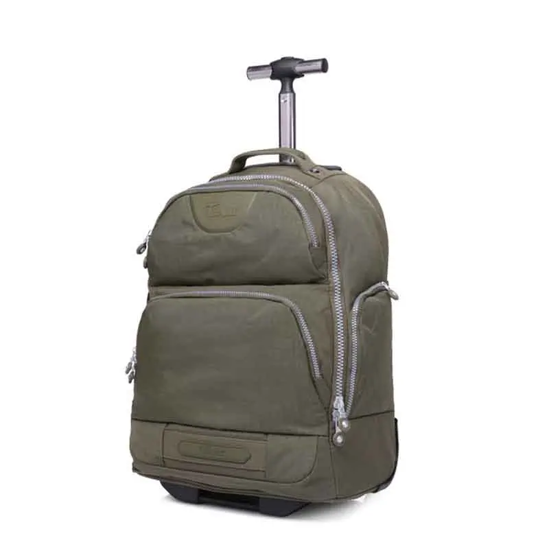 Сумка унисекс для путешествий на колесиках, тележка для путешествий, для каюты, чемодана, нейлоновый рюкзак для путешествий, сумка на колесиках, дорожная сумка для путешествий - Цвет: armygreen
