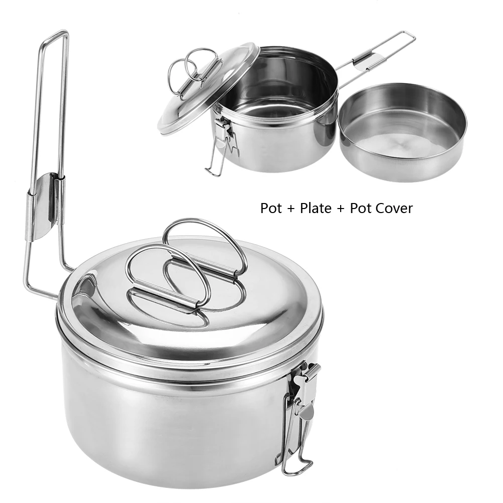 3 шт., походный чайник для пикника, портативная плита туристический набор посуды походный, нержавеющая сталь, набор посуды