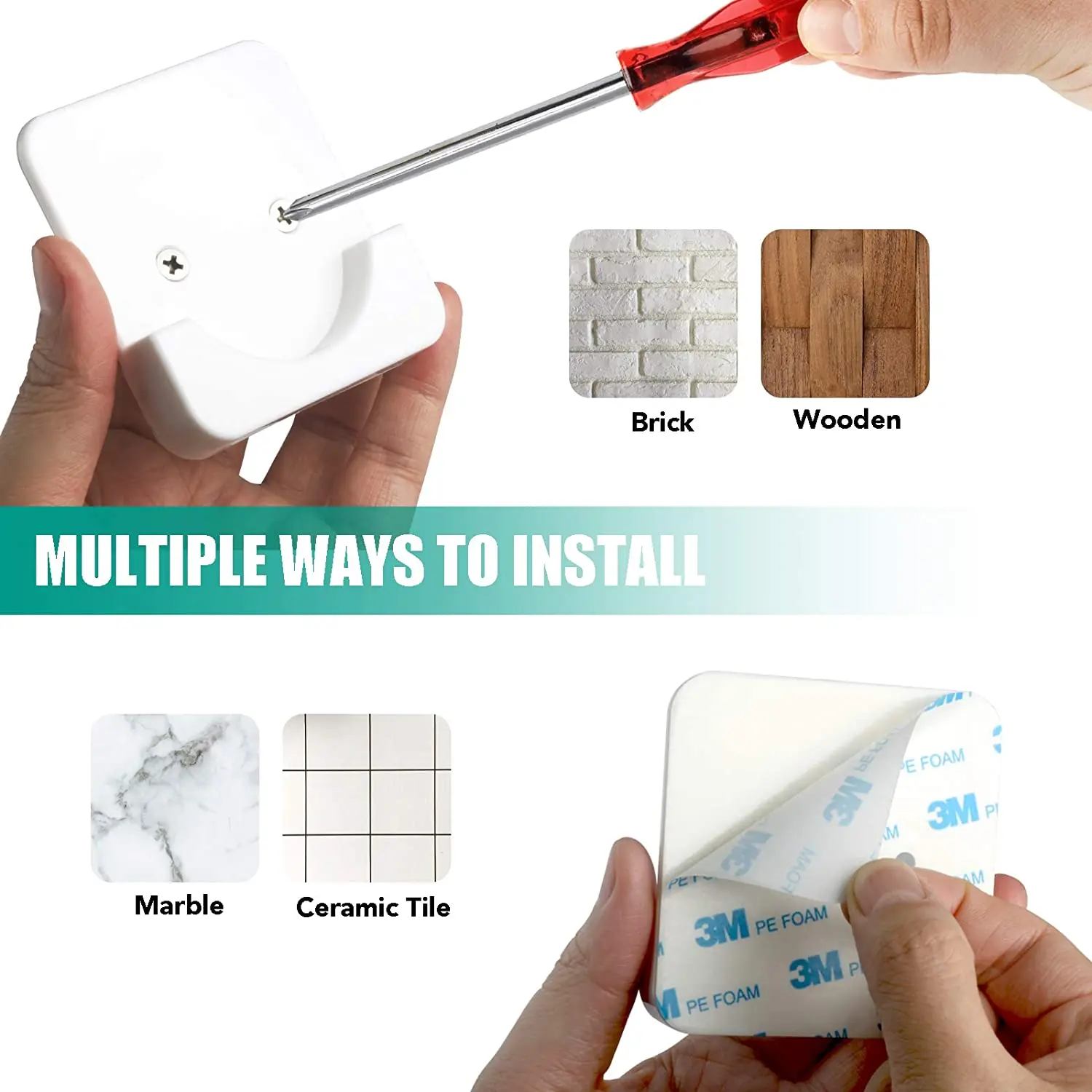 Universal Shower Curtain Rod Mount Holder for Wall Adhesive Shower Rod Tension Retainer No Drilling Stick On Screw Fixation