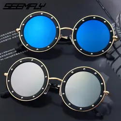 Seemfly винтажные металлические солнцезащитные очки мальчики девочки модные очки унисекс модные детские солнцезащитные очки с заклепками 2019