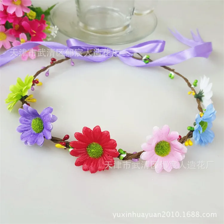 

Little Daisy Garland Travel Outing Flower Boys/Flower Girls Garland Seaside Filming Props Chrysanthemum Ring Bride Floral Headdr
