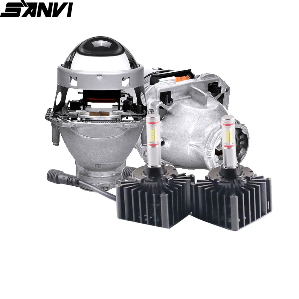 Sanvi 45W 5500k D1s D2S D3S D4S D5S D8S авто светодиодный фонарь с биксеноновой и светодиодный объектив проектора для обновления HID лампы - Цвет: Черный