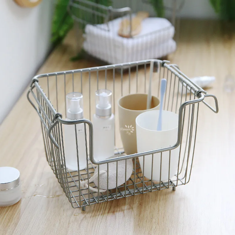 Iron Art Storage Rack Storage Box Basket Storage Shelf Kitchen Organizing Double Layer Storage Shelf Fail Rack Household Dormito