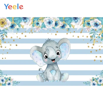 

Elephant Flowers Wooden Boards Baby Shower Birthday Child Photographic Backgrounds Custom Photography Backdrops For Photo Studio