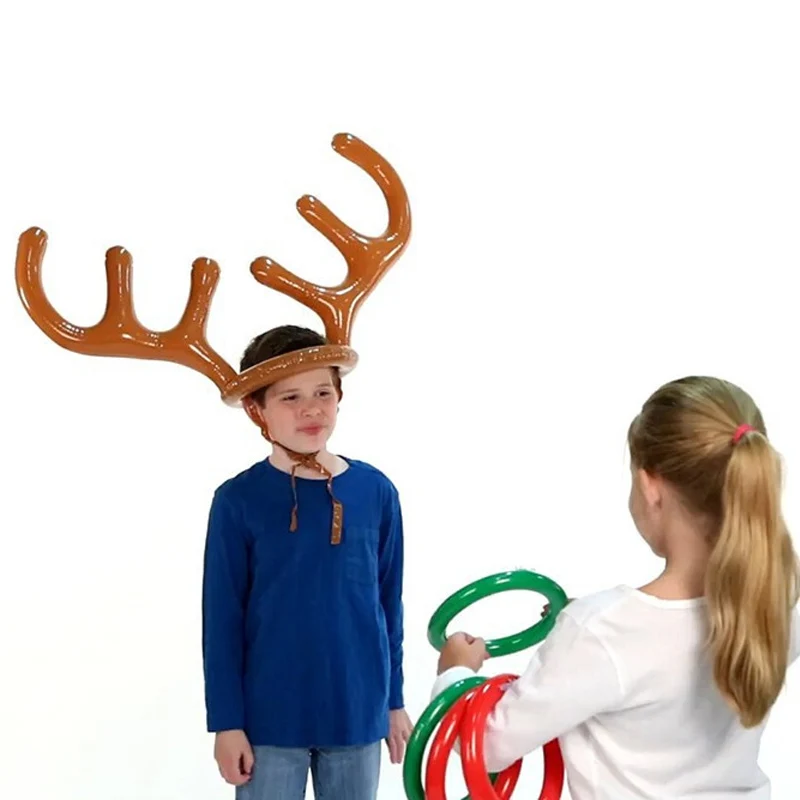 Christmas Game Inflatable Santa Funny Reindeer Antler Hat Ring Toss Christmas kids Gift New Year Outdoor Inflated toys