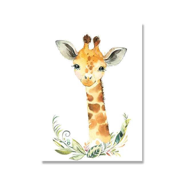 Watercolor Animal Poster A4 Elephant Giraffe Zebra Cute Cartoon  Kindergarten Children Room Decorative Painting Baby Room Decor|Painting &  Calligraphy| - AliExpress