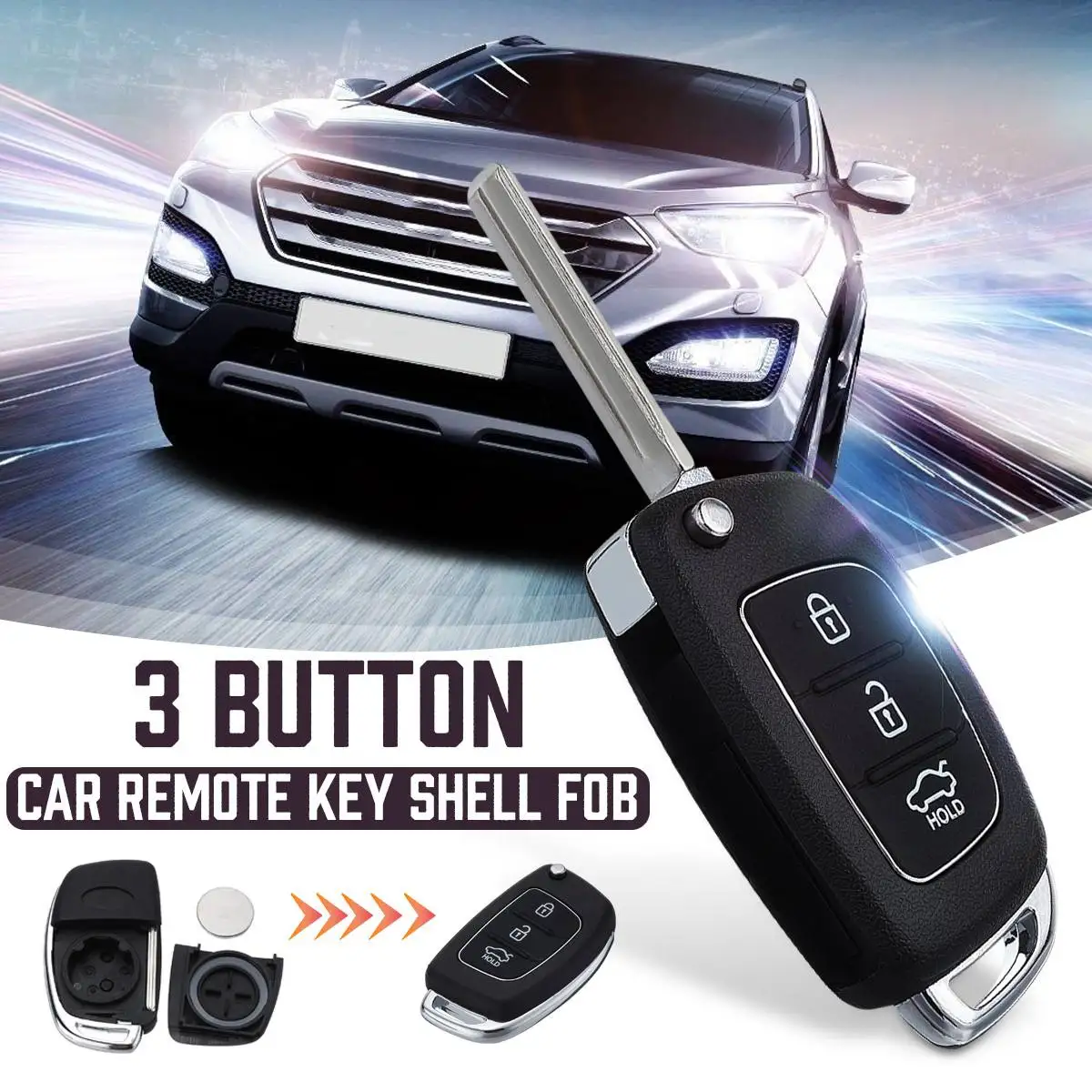 3 кнопки дистанционного флип Брелок чехол с лезвием CR2032 батарея для hyundai Santa Fe IX35 i20 2013 автомобильные аксессуары