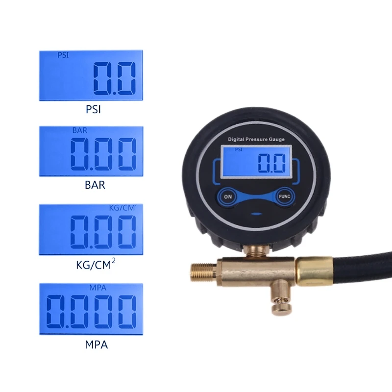 Car Truck Motorcycle Air Compressor Inflating Tube 200PSI with Tire Pressure Gauge