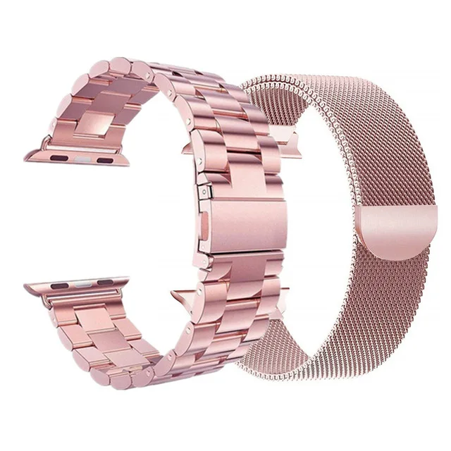 pink-pink 2 шт. в упаковке, ремешок для часов, Миланская петля, ремешок для наручных часов Apple Watch серии 1/2/3/4 наручных часов iwatch, 42 мм, 38 мм, 40 мм 44 мм, браслет из звеньев, Нержавеющая сталь ремень - Цвет ремешка: pink-pink