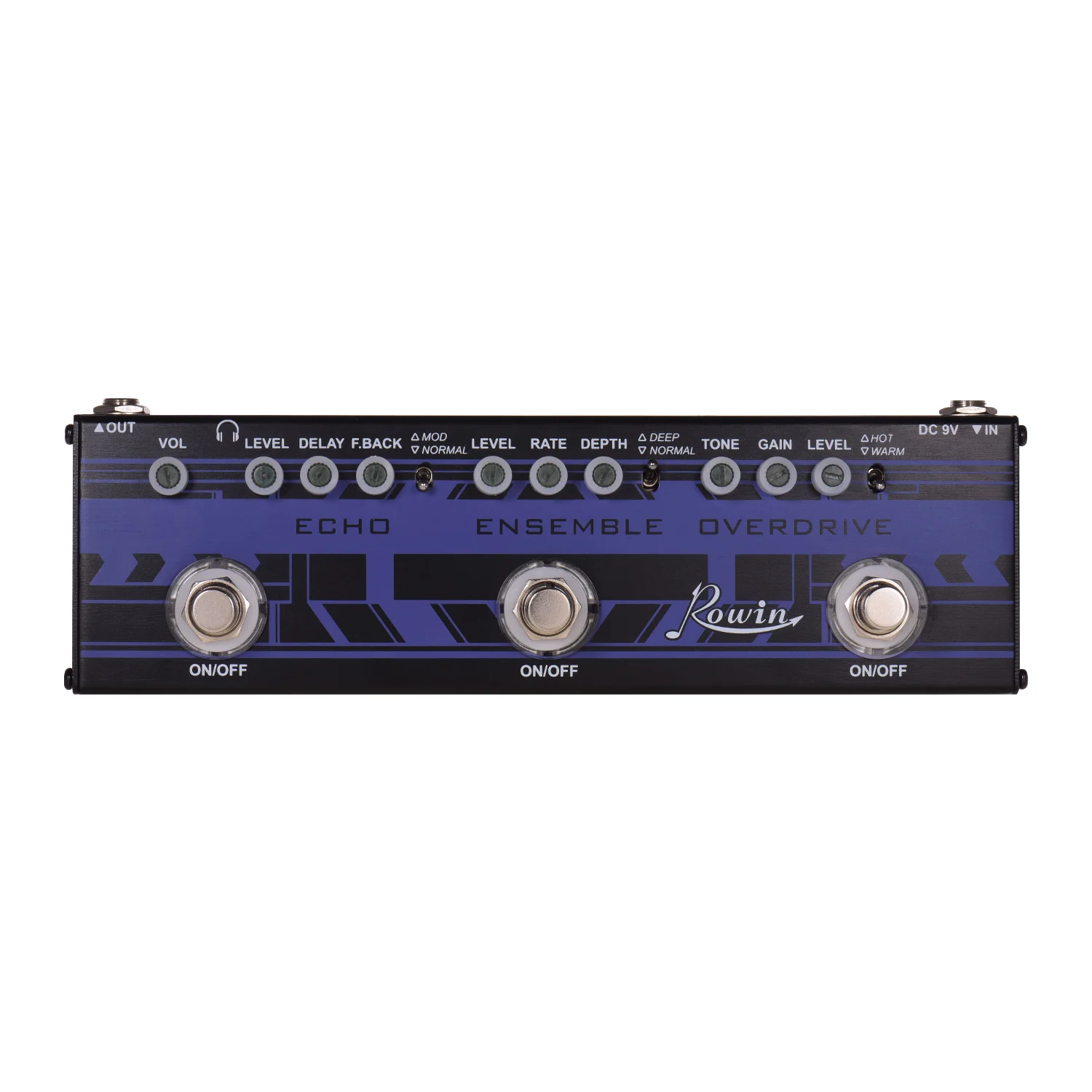 Rowin DAP-2 3-в-1 гитара Мульти для создания спецэффектов эхо+ ансамбль+ Overdrive Алюминий корпус из металлического сплава с Истинной Bypass Функция