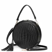 Тканая сумка из натуральной кожи, круглая сумка на плечо, маленькие пляжные кожаные сумки, женские летние сумки через плечо из воловьей кожи