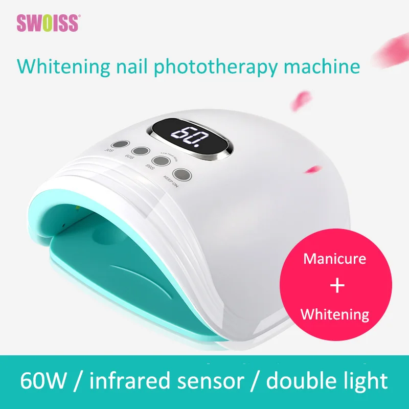 

SWOISS Nail Led Lamp Phototherapy 60w UV Red Blue Light Nail Dryer Cabin Machine Intelligent Induction Nail Lamp For Manicure