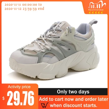 

Mesh Wedge Sneakers Soild Running Trainers for Women Lace Up Black Sneakers Women Autumn Chunky Sneakers for Women 2020