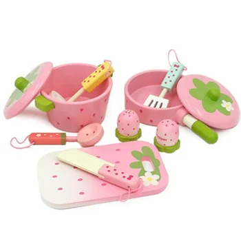 

Baby Toys Pink Wooden Kitchen Toys Kids Pretend Play Cooking Toys Saucepan/Stewpot Play House Toys Birthday/Christmas Gift