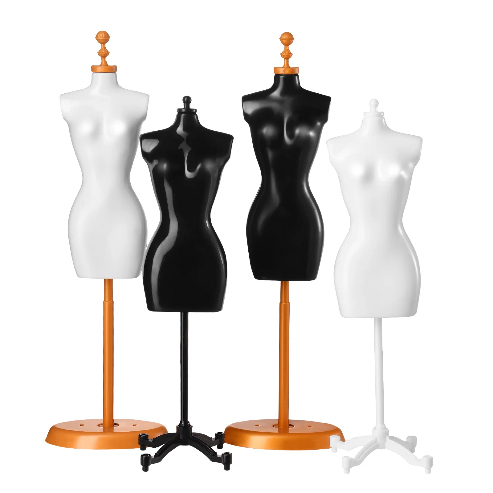 EXCEART 4pcs Doll Dress Form Mannequin Dress Form Mannequin Clothes Gown Female Dress Model Display Mannequin Body Display Holder Stand 