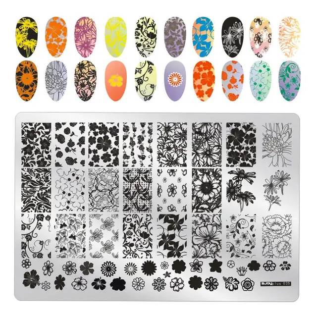 Big Size 9.5*14.5cm Nail Stamping Plates Flower/geometric shaped nail art template for DIY nail art decoration plate tools PLUS35
