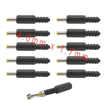 

10 Pcs 4.0mm x 1.7mm Straight Male DC Power Solder Connector Adapter Black 4.0mm x 1.7mm DC Power Male Plug Jack Adapter