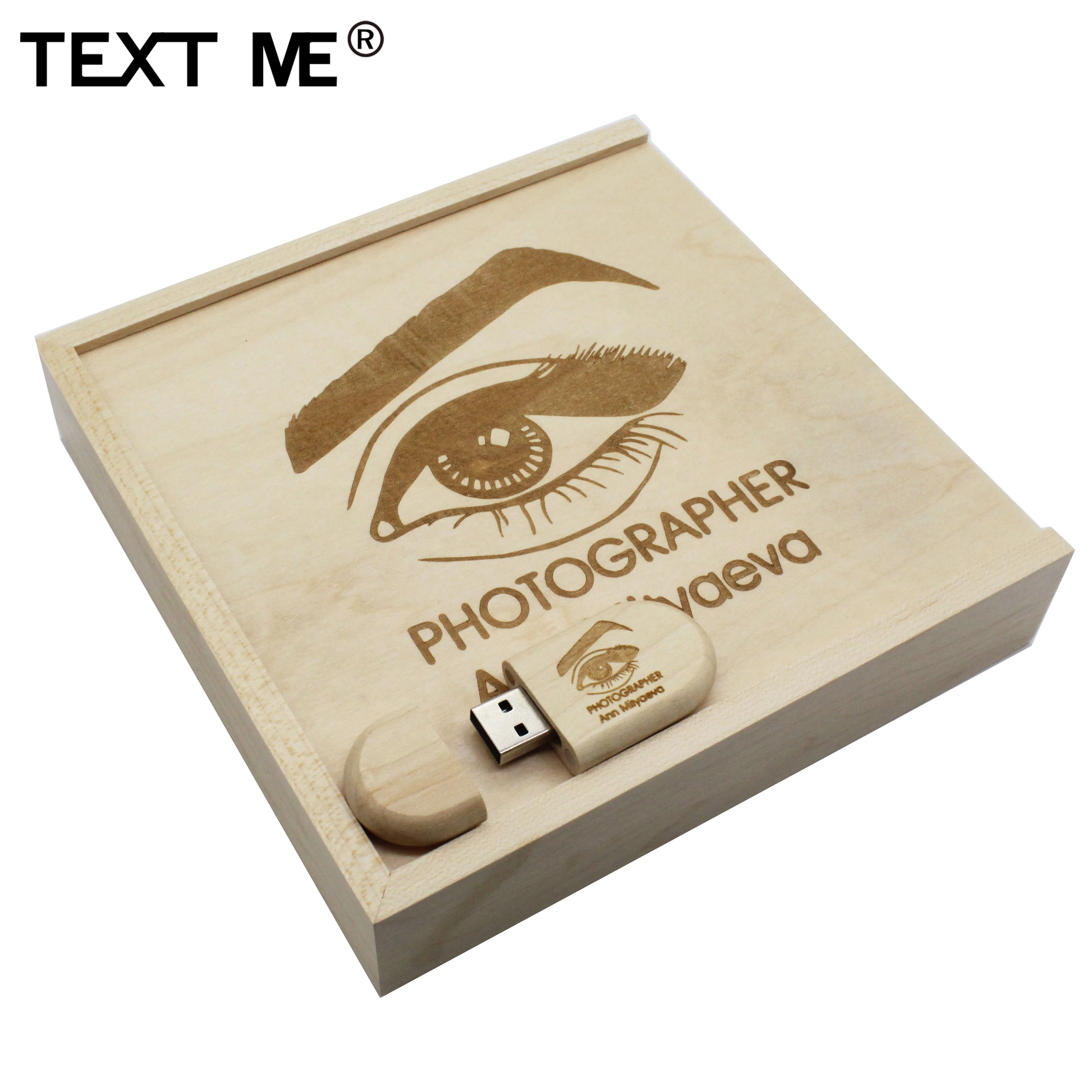 TEXT ME 170 мм * кленовые Деревянные + коробка фотография логотип 64 Гб usb флеш