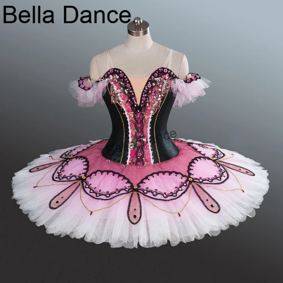 Adult Professional Ballet Tutu Classical Black White Women Ballet Stage Costume Pancake Tutu Skirt Paquita Tutu Ballet BT9100