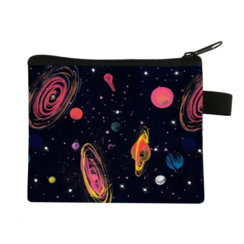 Starry sky Wallet Student Boys And Girls Short Wallet Card Bag universe Pocket Change Purse Mini Coin purse Small Pouch coin