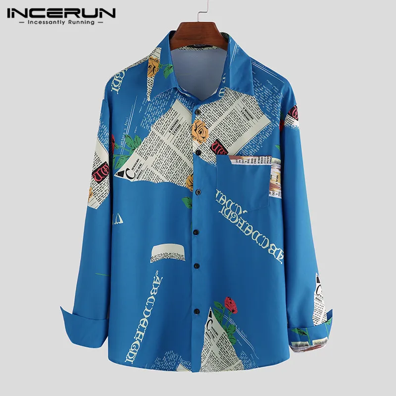INCERUN Fashion Men Shirt Printed Breathable Long Sleeve 2020 Korean Blouse Casual Loose Lapel High Street Men Hawaiian Shirts INCERUN Fashion Men Shirt Printed Breathable Long Sleeve 2020 Korean Blouse Casual Loose Lapel High Street Men Hawaiian Shirts